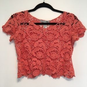 Forever 21 Orange Lace Crop Top Size S